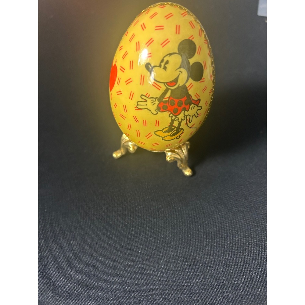 Vintage Disney Minnie Mouse Yellow Egg Figurine with Stand‎ Collectible